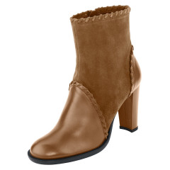 Botine inalte din piele intoarsa si piele nappa de capra