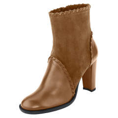 Botine inalte din piele intoarsa si piele nappa de capra