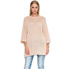 Pulover oversized, lung, roz pal