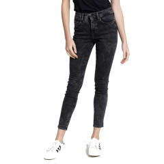 Blugi skinny cu talia inalta din denim spalacit