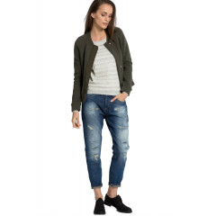 Boyfriend jeans Scotch & Scoda din denim abrazat decorativ