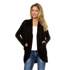Cardigan casual cu maneca trei sferturi si buzunare laterale
