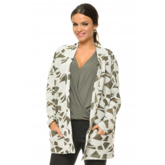 Cardigan cu buzunare din tricot, cu model crem/argintiu