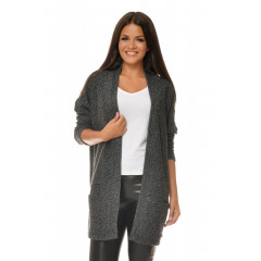 Cardigan din bumbac cu buzunare, gri antracit