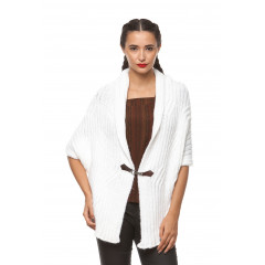 Cardigan larg din tricot alb