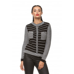 Cardigan din tricot cu fermoar, negru