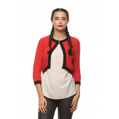 Cardigan scurt din tricot rosu