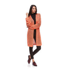 Cardigan lung orange din tricot