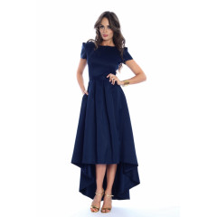 Rochie lunga bleumarin din tafta