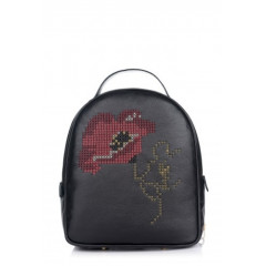 Rucsac din piele naturala cu broderie florala