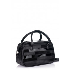 Geanta office din piele naturala cu model dungi