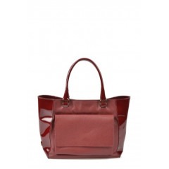 Geanta bordo din piele naturala cu buzunar