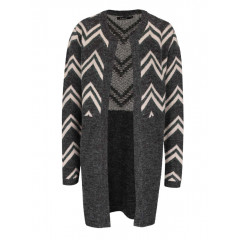 Cardigan gri inchis cu model zig-zag