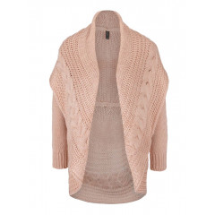 Cardigan roz cu guler inalt