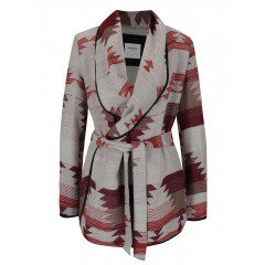 Cardigan gri cu model si curea