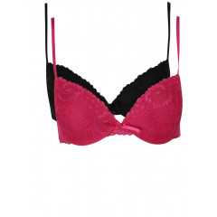 Set doua sutiene negru si roz cu dantela