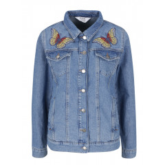 Jacheta de blugi cu fluturi aplicati