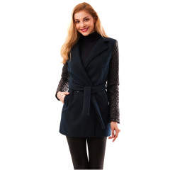 Palton navy cu maneci matlasate
