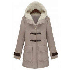 Palton elegant cu guler inalt, imblanit