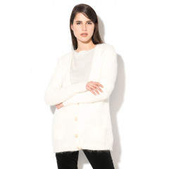 Cardigan pufos alb unt - United Colors Of Benetton