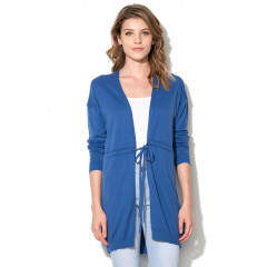 Cardigan albastru safir cu cordon