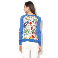 Cardigan cu insertie de matase, imprimeu floral