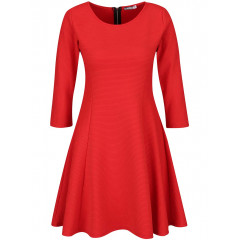 Rochie in clos din material texturat, cu maneci lungi