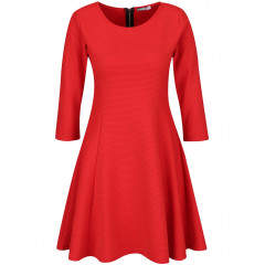 Rochie in clos din material texturat, cu maneci lungi