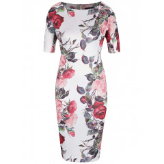 Rochie bodycon cu imprimeu floral, midi