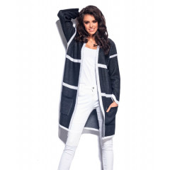 Cardigan tricotat cu dungi albe