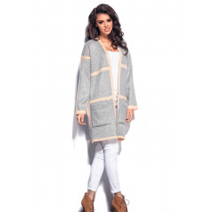 Gardigan tricotat cu dungi si buzunare