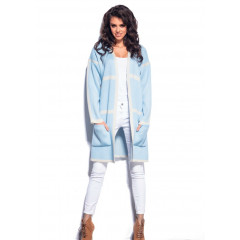 Cardigane tricotat bleu cu dungi bej