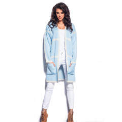 Cardigane tricotat bleu cu dungi bej