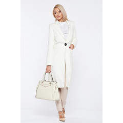 Palton alb din stofa cu buzunare