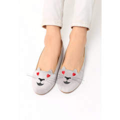 Balerini tip mocasini cu figurina de pisica
