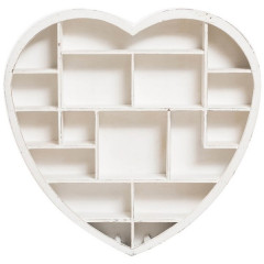 Raft de biblioteca mini alb in forma de inima in stil Shabby Chic Romantic Vintage