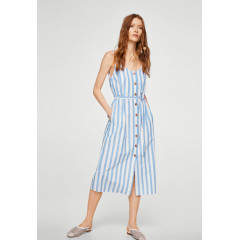 Rochie midi in dungi cu imprimeu pentru vara