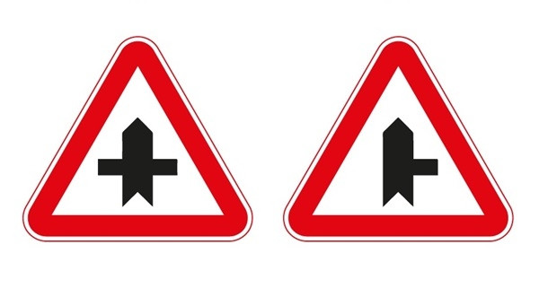 Aceste semne te avertizeaza ca urmeaza o intersectie cu un drum...