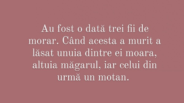 Alege titlul povestii despre care consideri ca e vorba!