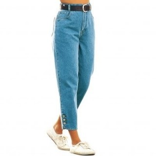 Pantaloni 3/4 denim cu nasturi
