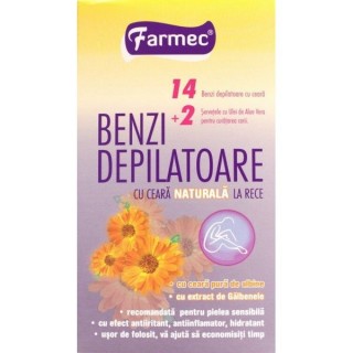 Farmec benzi depilatoare ceara naturala 14buc cutie farmec