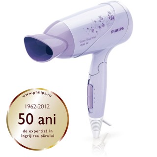 Uscator de par Philips Salon Essential HP8105/00, Putere 1200W, 3 trepte de viteza, Cablu 1,60 metri, Cool Shot (Mov)