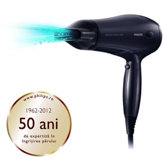 Uscator de par Philips SalonDry Active ION HP4935/22, Putere 2000W, 6 trepte de viteza, Cablu 1,80 metri, Cool Shot, IonBoost (Negru)