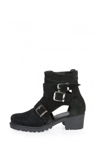 Ghete Blackout negre din piele intoarsa BK102