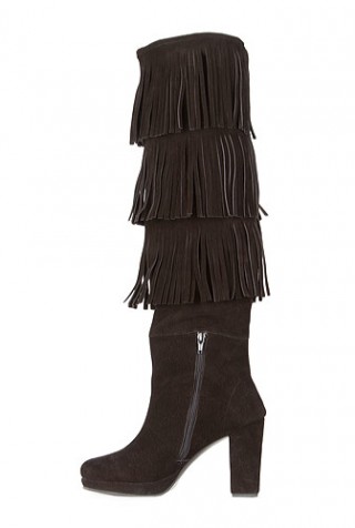 Cizme negre cu franjuri din piele intoarsa model 6011