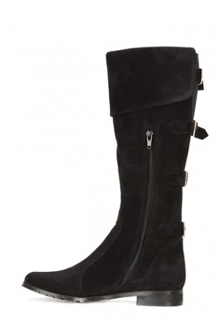 Cizme negre din piele intoarsa model DM1109