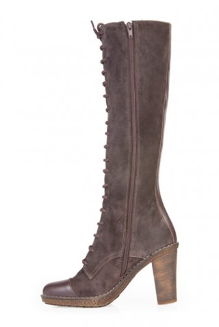 Cizme maro din piele intoarsa model 1365