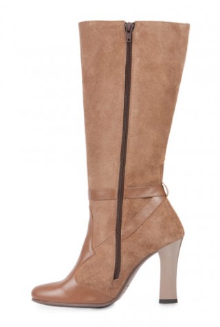 Cizme Clarette bej din piele intoarsa model C151