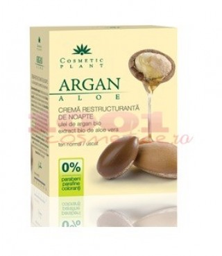 COSMETIC PLANT CREMA REGENERANTA DE NOAPTE CU ULEI DE ARGAN SI EXTRACT DE ALOE VERA BIO PENTRU TENUL NORMAL / USCAT