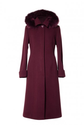 Palton grena din stofa de lana 403